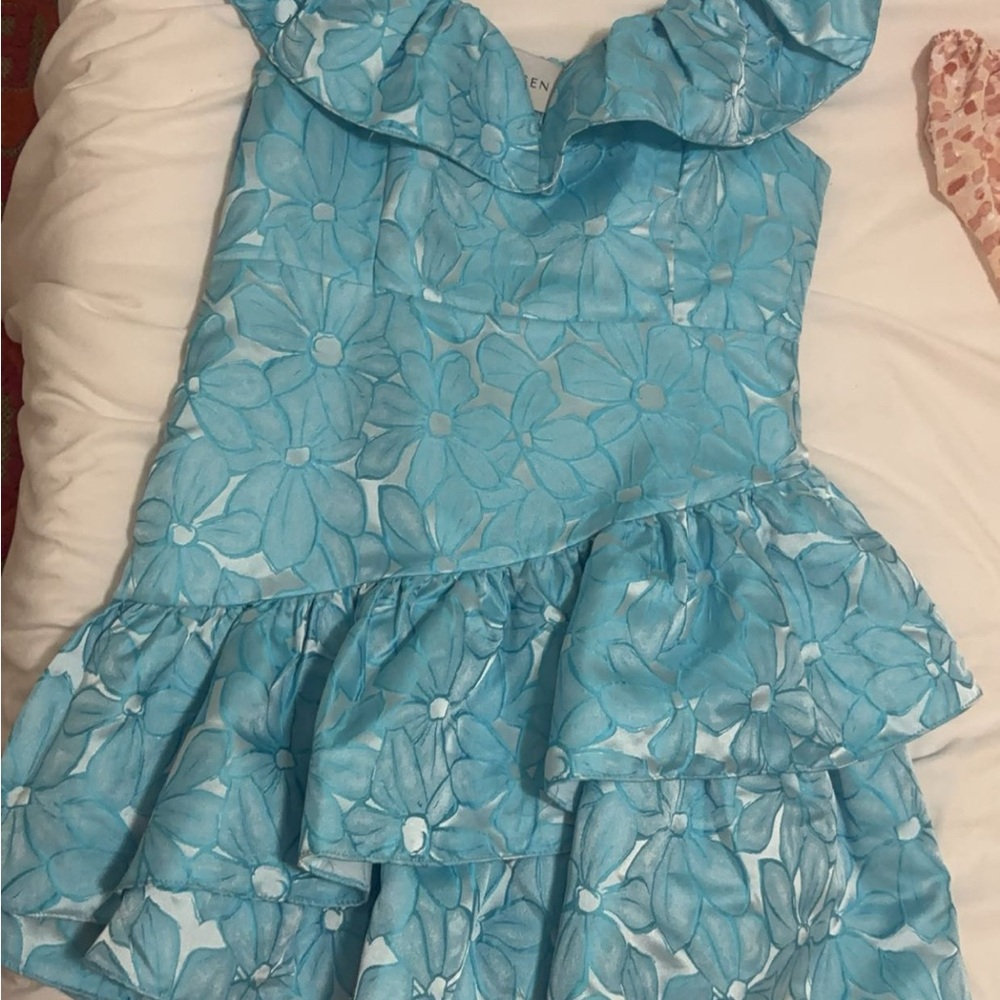 Blue Floral Dress Hemline